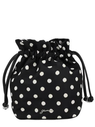 Ganni Womens Bucket Bag Black Recycled Polyamide Handbags Hand