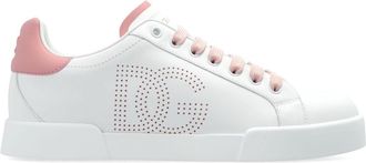 Dolce & Gabbana Portofino perforated-logo leather sneakers - women - Leather - 36.5 - White