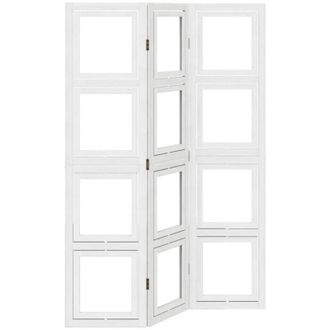 vidaXL Biombo Separador De 3 Paneles Madera Maciza Paulownia Blanco Vidaxl