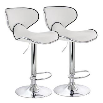 Elama 2 Piece Slim Faux Leather Adjustable Bar Stool in White at Nordstrom