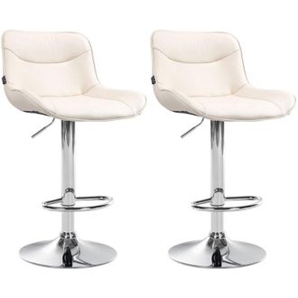 Clp Set di 2 sgabelli da bar in similpelle Vonore crema cromo