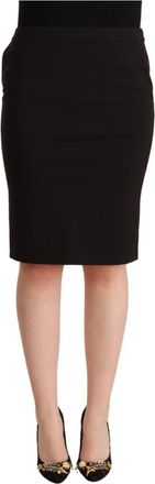 Gianfranco Ferre Elegante Zwarte Pencilrok Knielengte - Dames - Kokerrokken - Zwart - XS - Polyester - Rokken