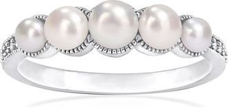 Ross-Simons 3-4.5mm Cultured Pearl Ring With Diamond Accents in 14kt White Gold