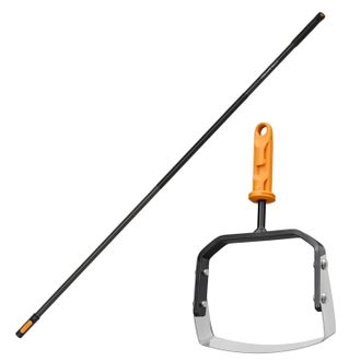 OEM Fiskars Oneclick Cabezal Desmalezador Push-pull 15cm + Mango 161cm