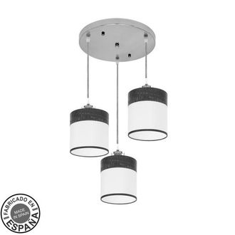 Fabrilamp Fabrilamp - Plafon Cloe 3xe27 Cromo/blanca-madera Negra Regx42x42 Cm