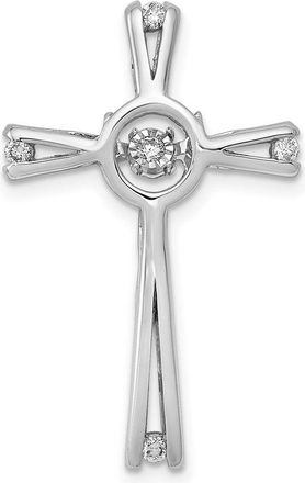Diamond2Deal 14k White Gold Round Diamond Cross Chain Slide Pendant