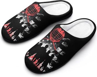 Generic USA Flag Lacrosse Womens Slippers Winter Warm House Shoes Indoor Outdoor Hotel Slipper
