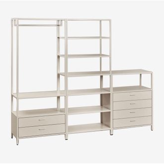 Sklum Armario Modular Abierto De 3 Piezas Con Cajonera En Acero Janine Sklum