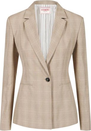 Iceberg Single-breasted Check Jacket - Dames - Blazers - Beige - S - Katoen - Jassen
