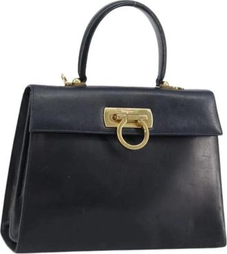 Ferragamo Pre-owned Lederen Handtas - Dames - Vintage Handtas - Blauw - ONE Size - Leer - Vintage