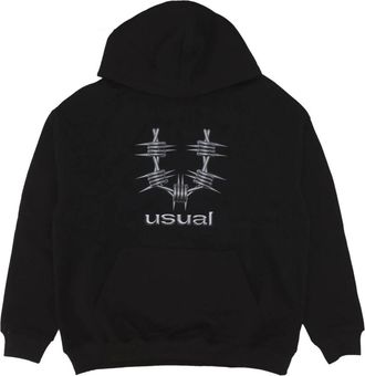 Usual Zwarte Metalen Hoodie Sweatshirt - Heren - Hoodies - Zwart - XL - Katoen - Hoodies & sweatvesten