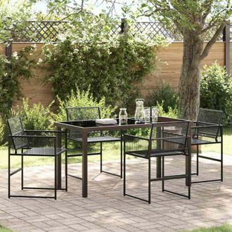 vidaXL Conjunto De Comedor De Jard&iacute;n 5 Pcs Negro Polirat&aacute;n Vidaxl