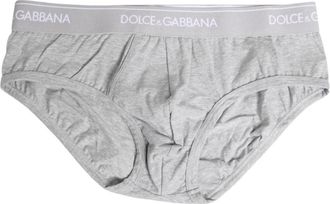 Dolce & Gabbana Grijze Katoenen Stretch Regular Brief Ondergoed - Heren - Onderbroek - Grijs - XS - Katoen - Ondergoed