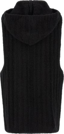 Rick Owens Cashmere Silk Blend Hooded Tank Top - Black