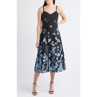 CeCe by Cynthia Steffe Metallic Floral Pleated Cocktail Dress in Rich Black at Nordstrom, Size Xx-Small