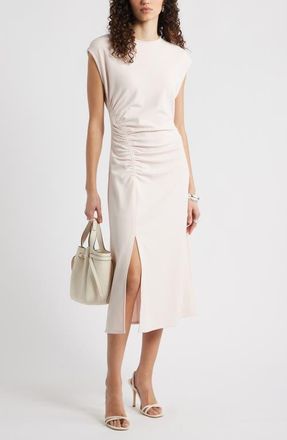 Nordstrom Side Ruched Knit Midi Dress in Pink Wisp at Nordstrom, Size Xx-Large