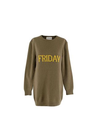 Alberta Ferretti khaki wool Friday intarsia sweater Size XS