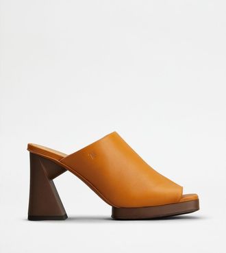 Tod's Platform Mules in Leather With Heel