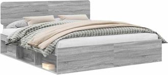 vidaXL Bed Frame Grey Sonoma 200 x 200 cm Solid Pine Wood vidaXL