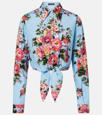 Dolce & Gabbana Camisa cropped de algod&oacute;n floral