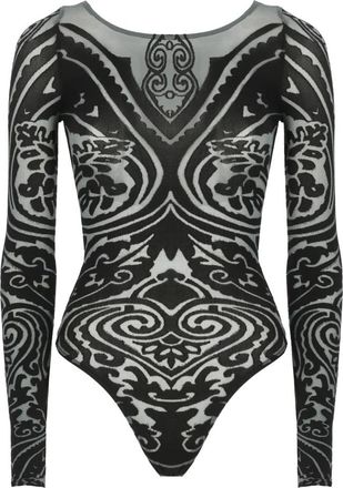 Wolford Zwarte Paisley Tattoo Body Top - Dames - Bodies - Zwart - M - Wol - Tops