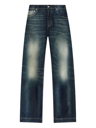 Alexander McQueen Wide Leg Faded Jeans