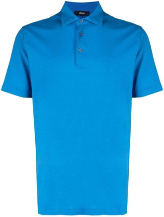 Herno button-placket polo shirt - men - Cotton - 48 - Blue
