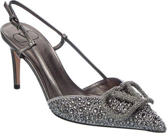 Valentino Vlogo Signature 80 Suede & Leather Slingback Pump