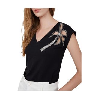 Brand Unique Camiseta de cuello en V Bus 24454 - Tops - Mujer - Negro - S