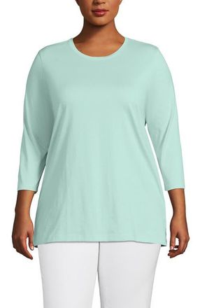 Lands End 3/4 Sleeve Cotton Supima Tunic in Pale Sky at Nordstrom, Size 1X