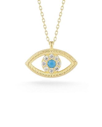 Sphera Milano 14K Over Silver Cz Evil Eye X Heart Necklace