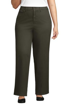 Lands End Chino High Rise Rail Straight Leg Pants in Forest Moss at Nordstrom, Size 22W