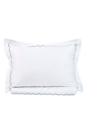 Melange Home Scallop Embroidered 600 Thread Count Cotton Duvet Cover Set in Blue at Nordstrom Rack, Size Twin