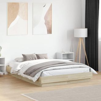 vidaXL Estructura De Cama Con Luces Led Roble Sonoma 120x190 Cm Vidaxl