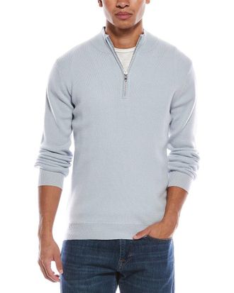 Brodie Ribbed Wool & Cashmere-Blend 1/4-Zip Mock Neck Sweater