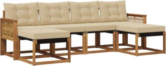 vidaXL Conjunto De Sof&aacute;s De Exterior 6 Uds. Natural Y Beige Vidaxl