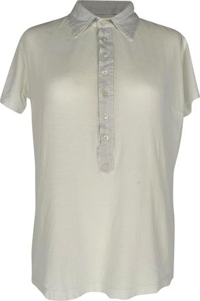 Dries Van Noten Short Sleeve Polo Shirt in Ivory Cotton