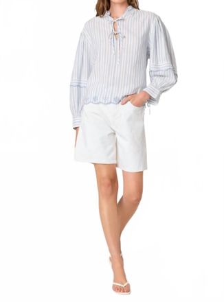 Astr Taliyah Striped Blouse In Blue/white