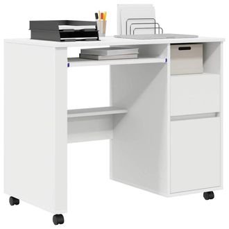 Berkfield Home White White Computer Desk with Drawers White MDF, Particle board