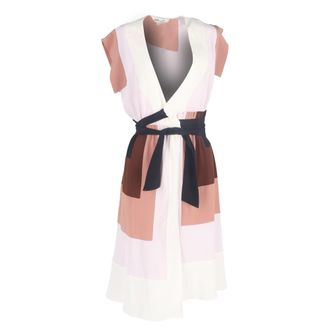 Diane Von F&uuml;rstenberg Ingrid Colour-Block Crepe De Chine Wrap Dress In Multicolour Silk