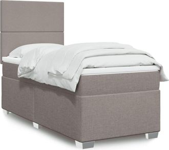 vidaXL Vidaxl - Cama Box Spring Con Colch&oacute;n Tela Gris Taupe 90x190 Cm