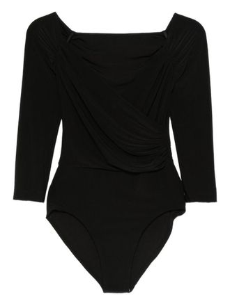 Norma Kamali Black Draped Bodysuit