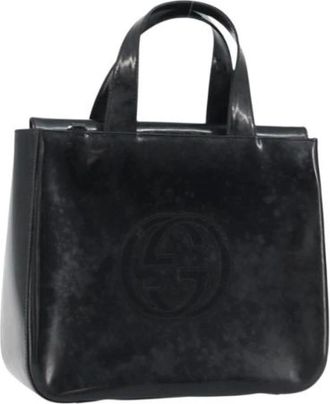 Gucci Pre-owned Handtas van Gecoat Canvas - Dames - Vintage Handtas - Zwart - ONE Size - Vintage