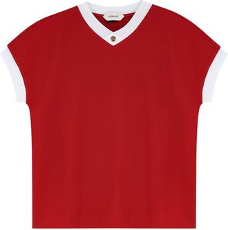 Versace T-Shirts, female, Red, Size: XS V-Neck T-Shirt