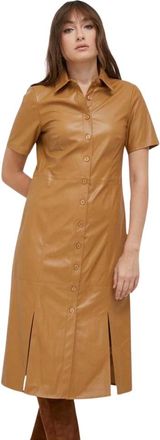 DKNY Dkny, Dames, Jurken, Bruin, Maat: XS Leer