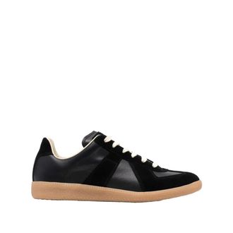 Maison Margiela Schoenen, Heren, Zwart, 45 1/2 EU, Leer, Minimalistische Leren Sneakers