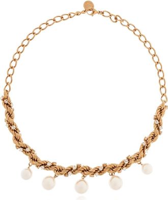 Marni pearl-embellished chain necklace - Oro