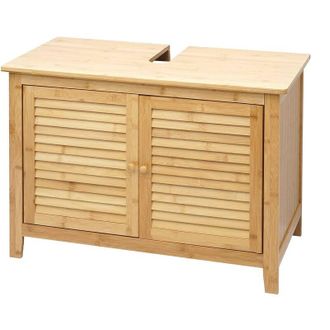 Hhg Mueble tocador HHG 557, mueble de baño, bambú, 60x80x40cm