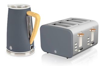 SWAN Nordic Collection: Kettle, 4 Slice Toaster in Grey