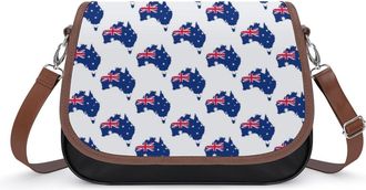 Generic Australia Map And Flag Crossbody Bags for Women Fashion Leather Shoulder Handbags With Adjustable Strap
